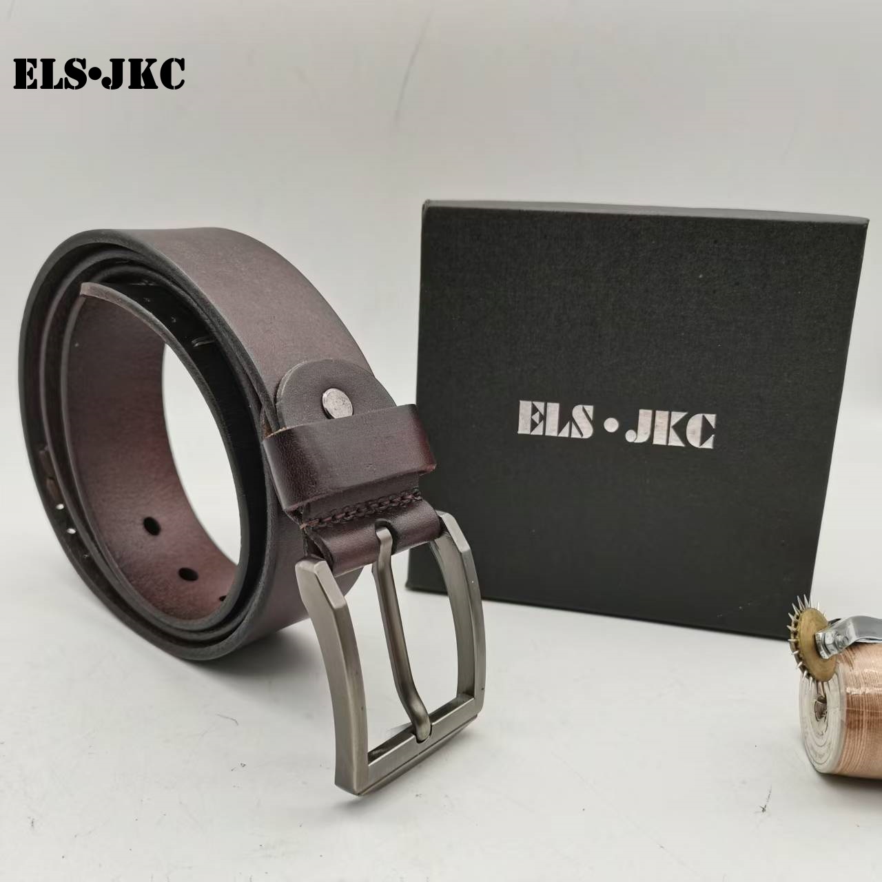 ELS•JKC品牌，俄罗斯设计师设计复古做旧纯牛皮制作皮带