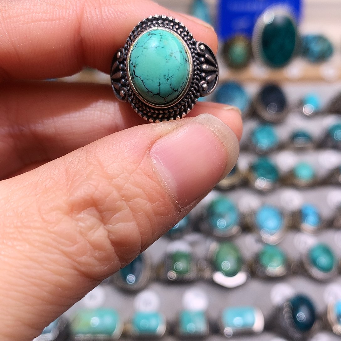 绿松石挂件银S925镶嵌