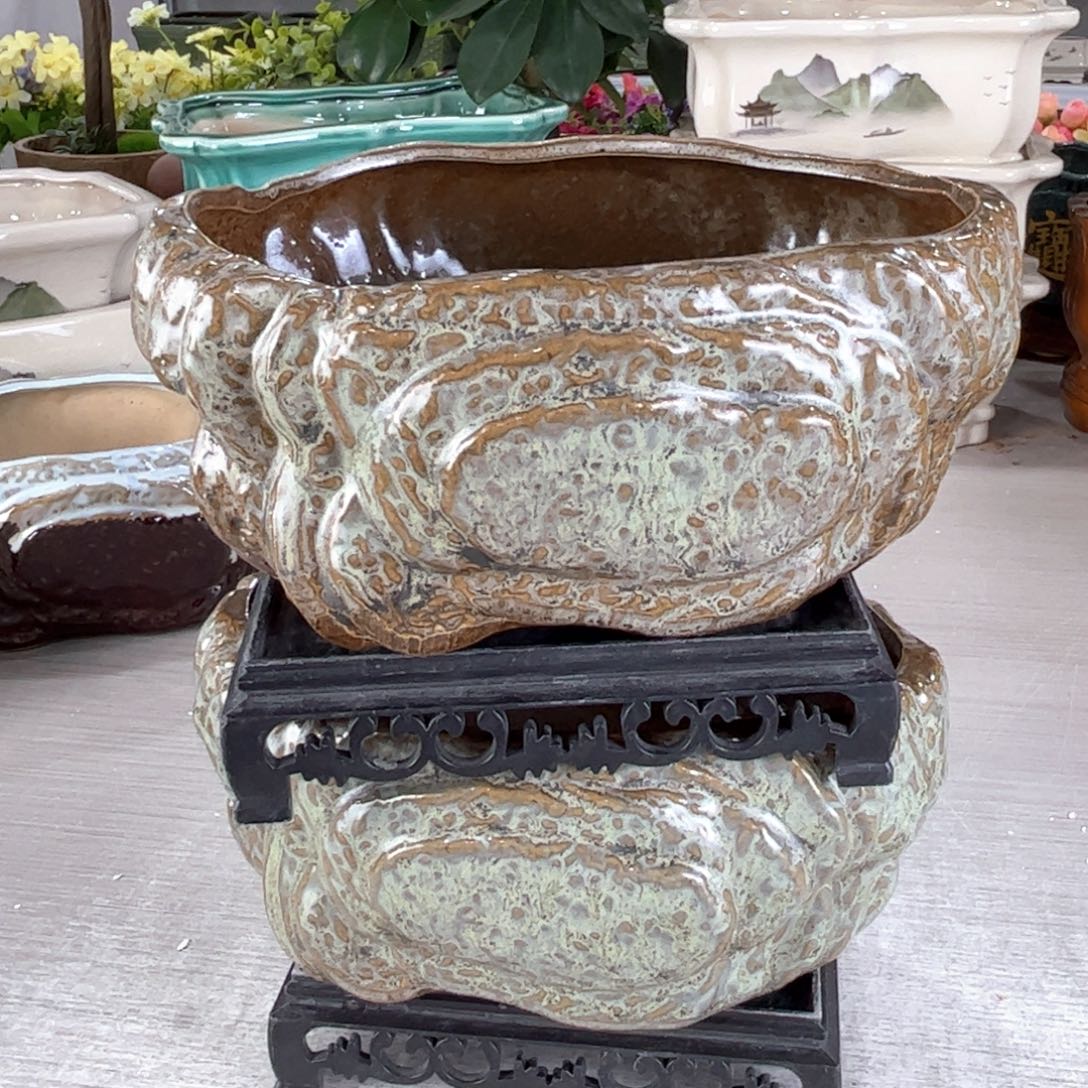 陶瓷绿植多肉花盆，拍满8.8包邮默认打孔发货，