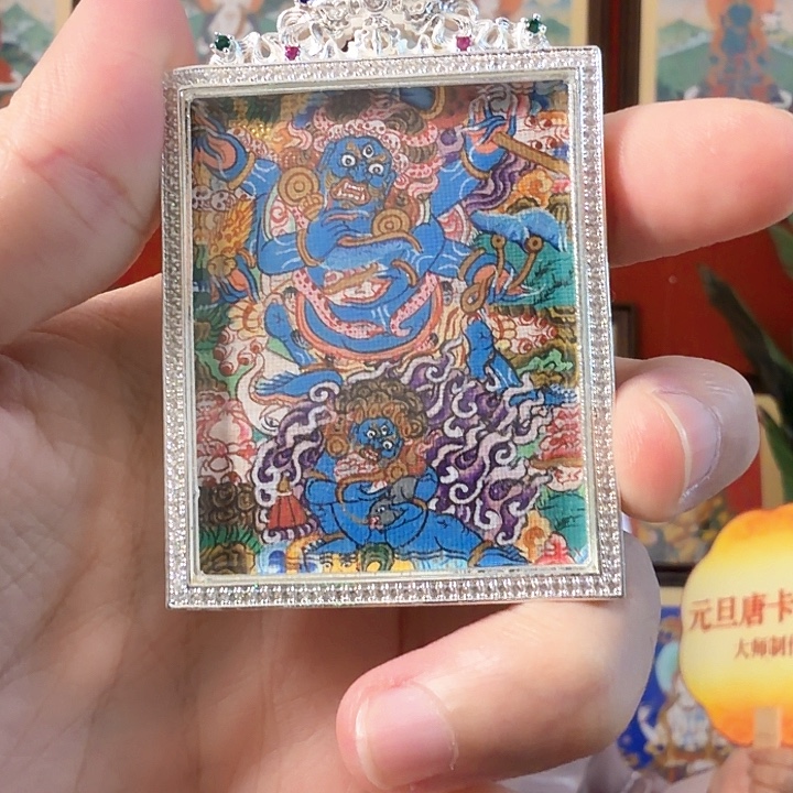 吊坠大黑双面-热贡纯手绘毛毛