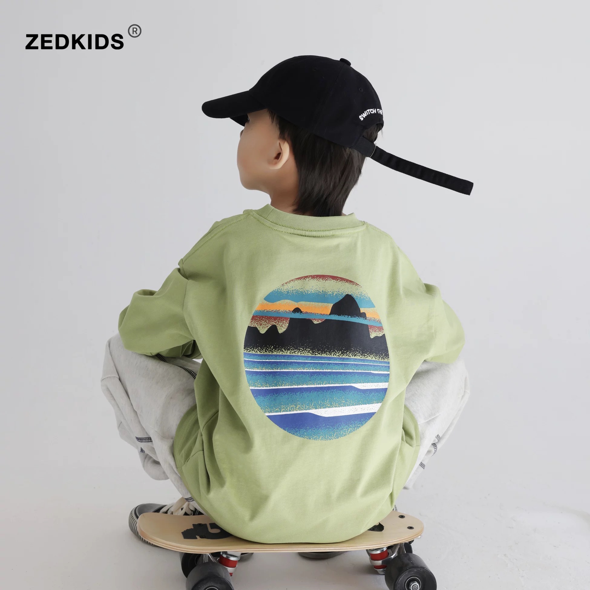 W202403【山水晚霞】宽松休闲儿童长袖