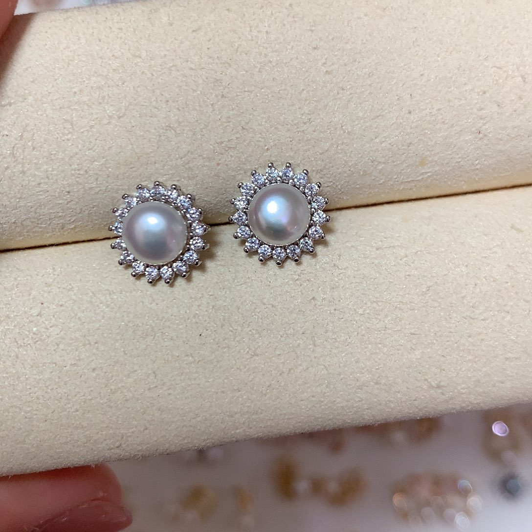 淡水珍珠耳饰合金