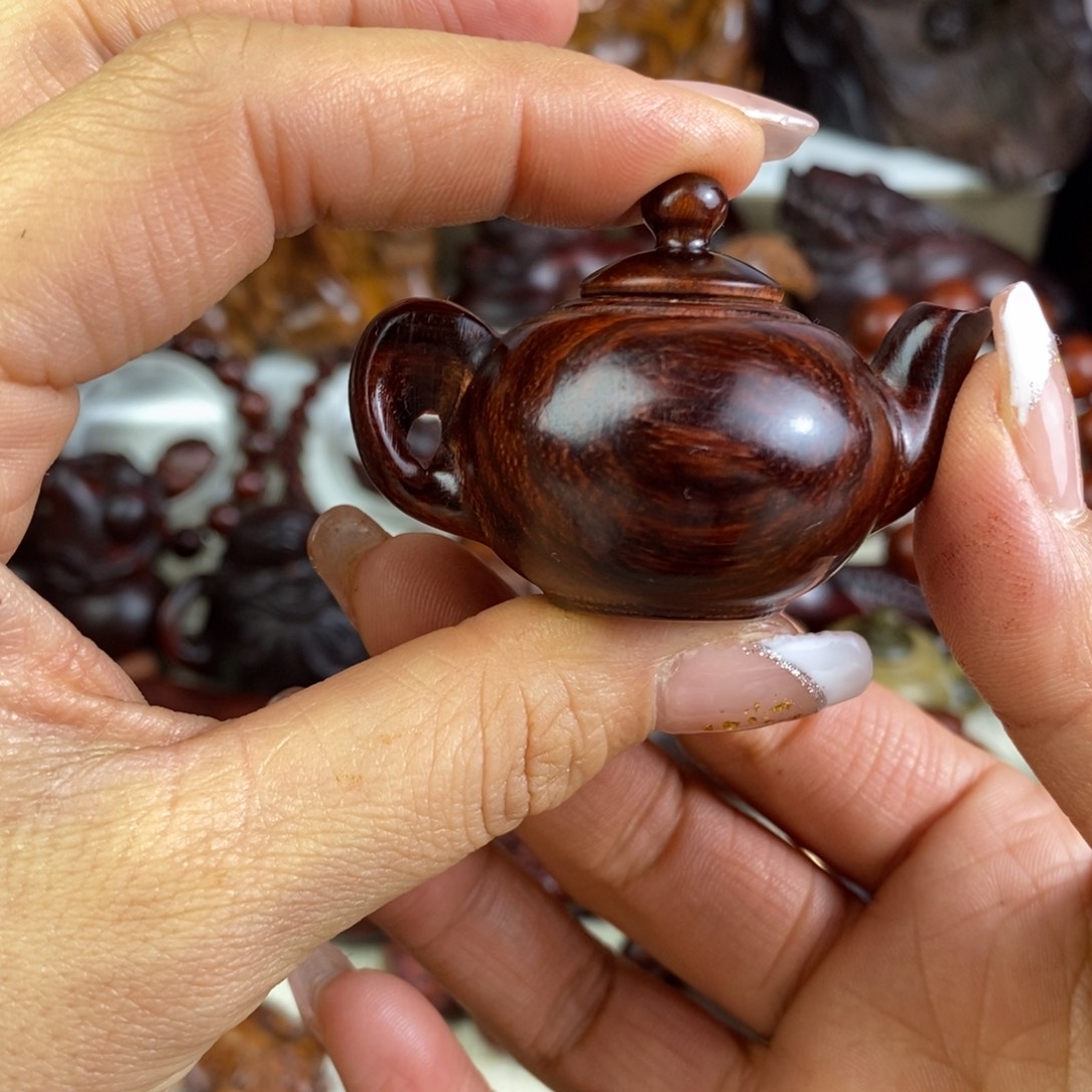 勾***曲木段光紫檀手把壶