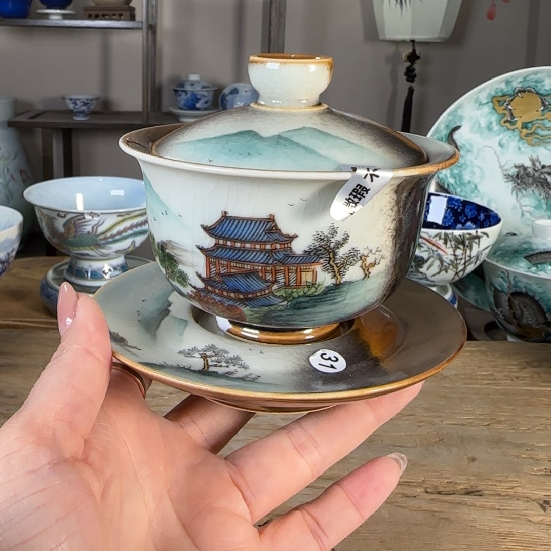 杯景德镇陶瓷柴烧多人