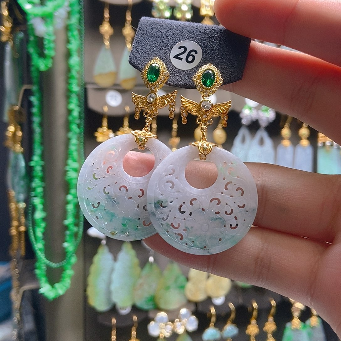 翡翠未镶嵌耳饰翡翠