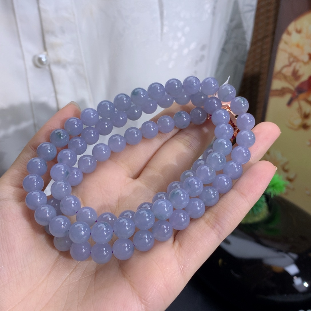 未镶嵌手串翡翠卡8.0冰胶蓝紫飘花