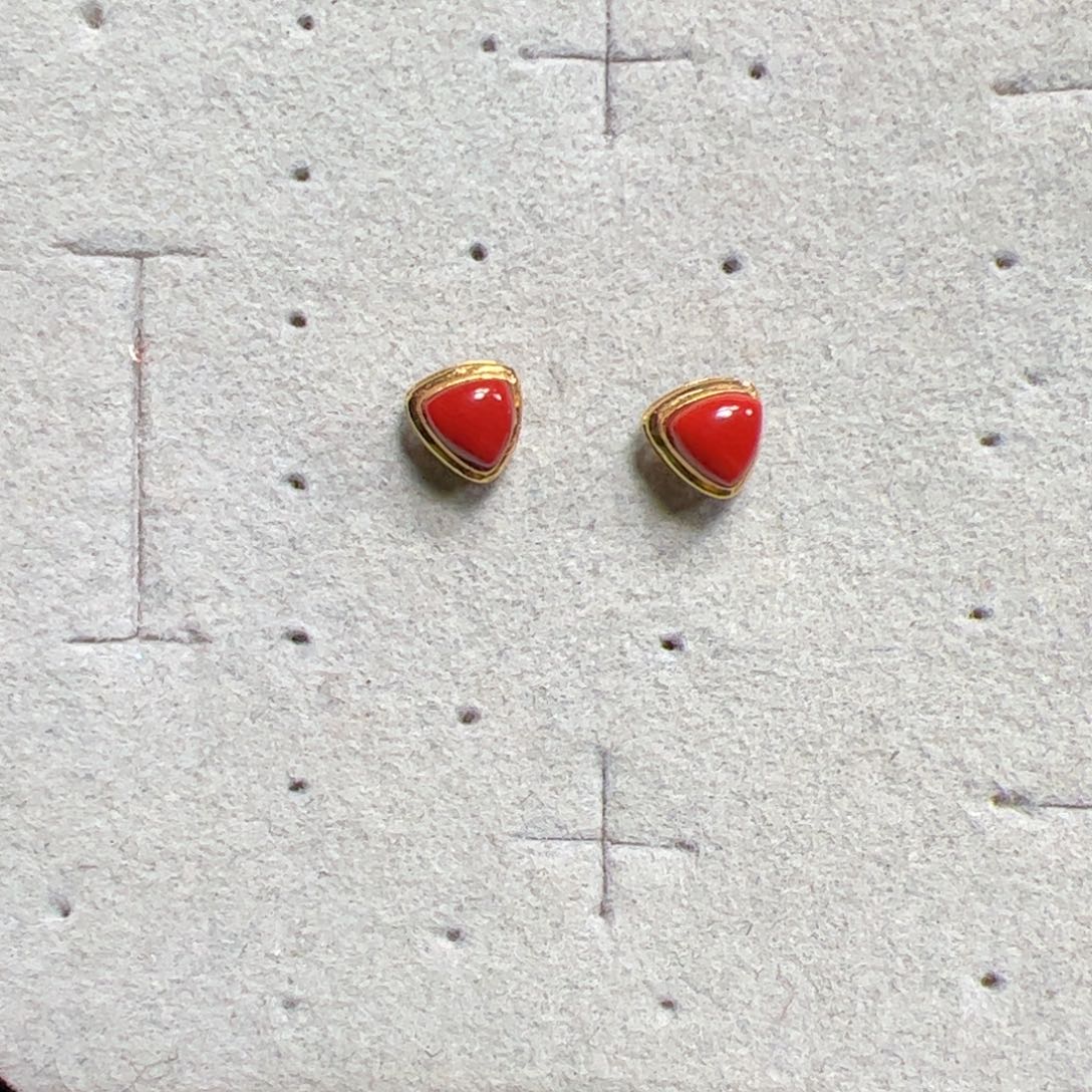 南红玛瑙耳钉18K金镶嵌?***5