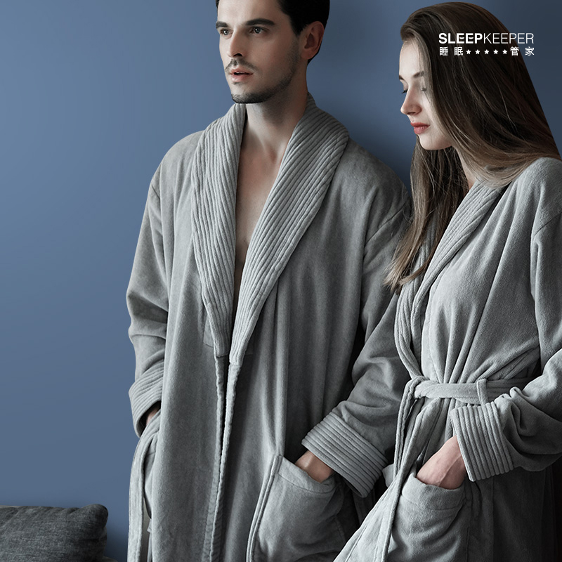 五星级酒店客房专用浴袍速干纯棉吸水情侣高档晨袍男长款睡袍女