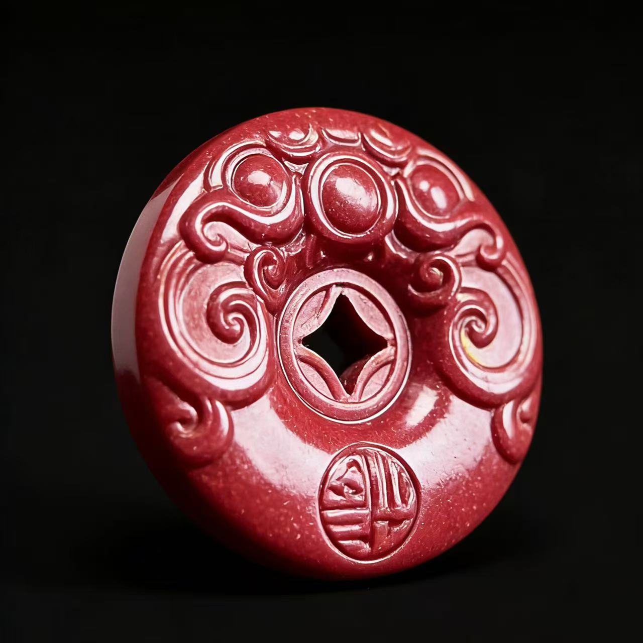 含辰砂工艺品含辰砂工艺品朱砂福字平安扣男女情侣百搭挂件