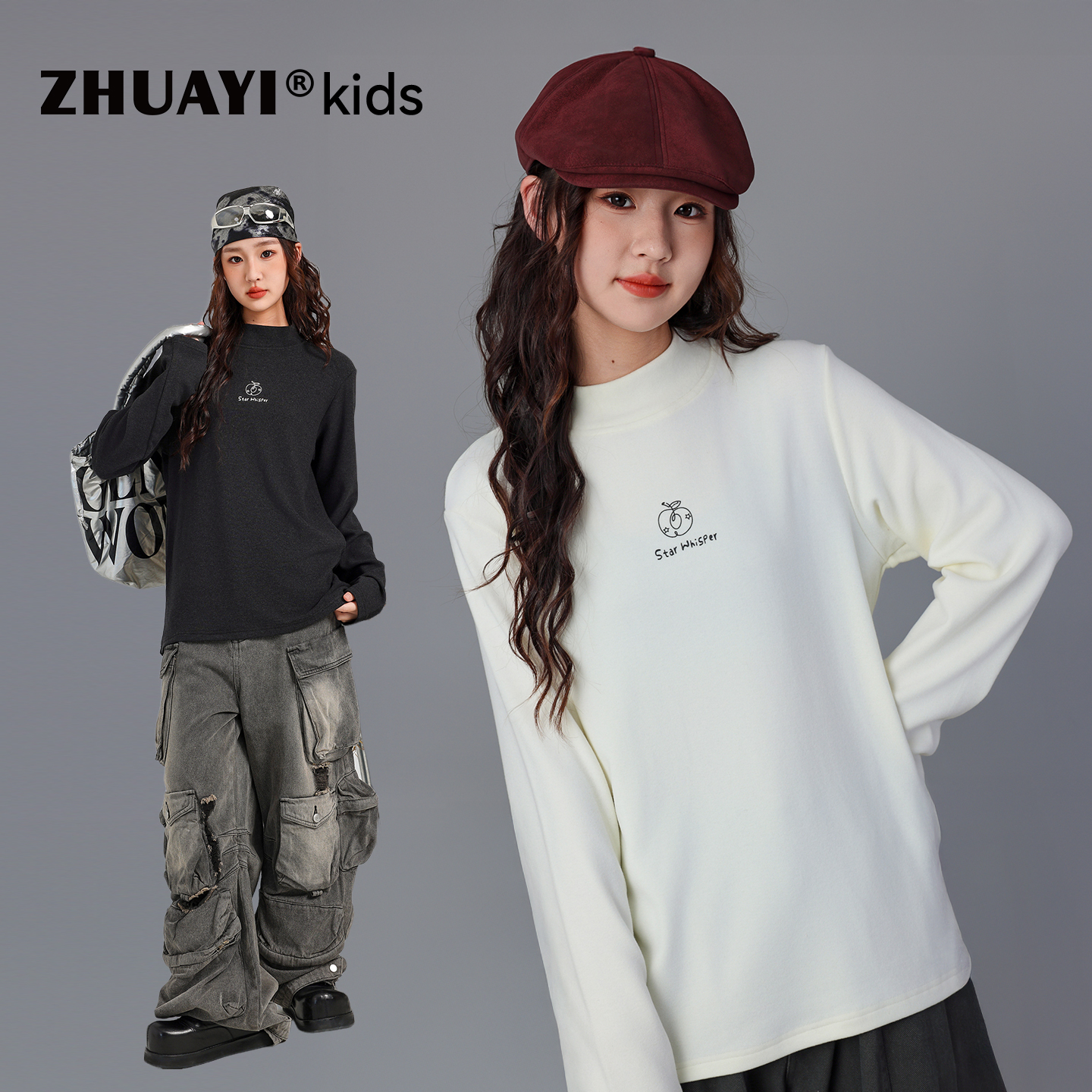 女大童打底衫秋季新款初中生女孩半高领内搭亲肤上衣（25401307）4