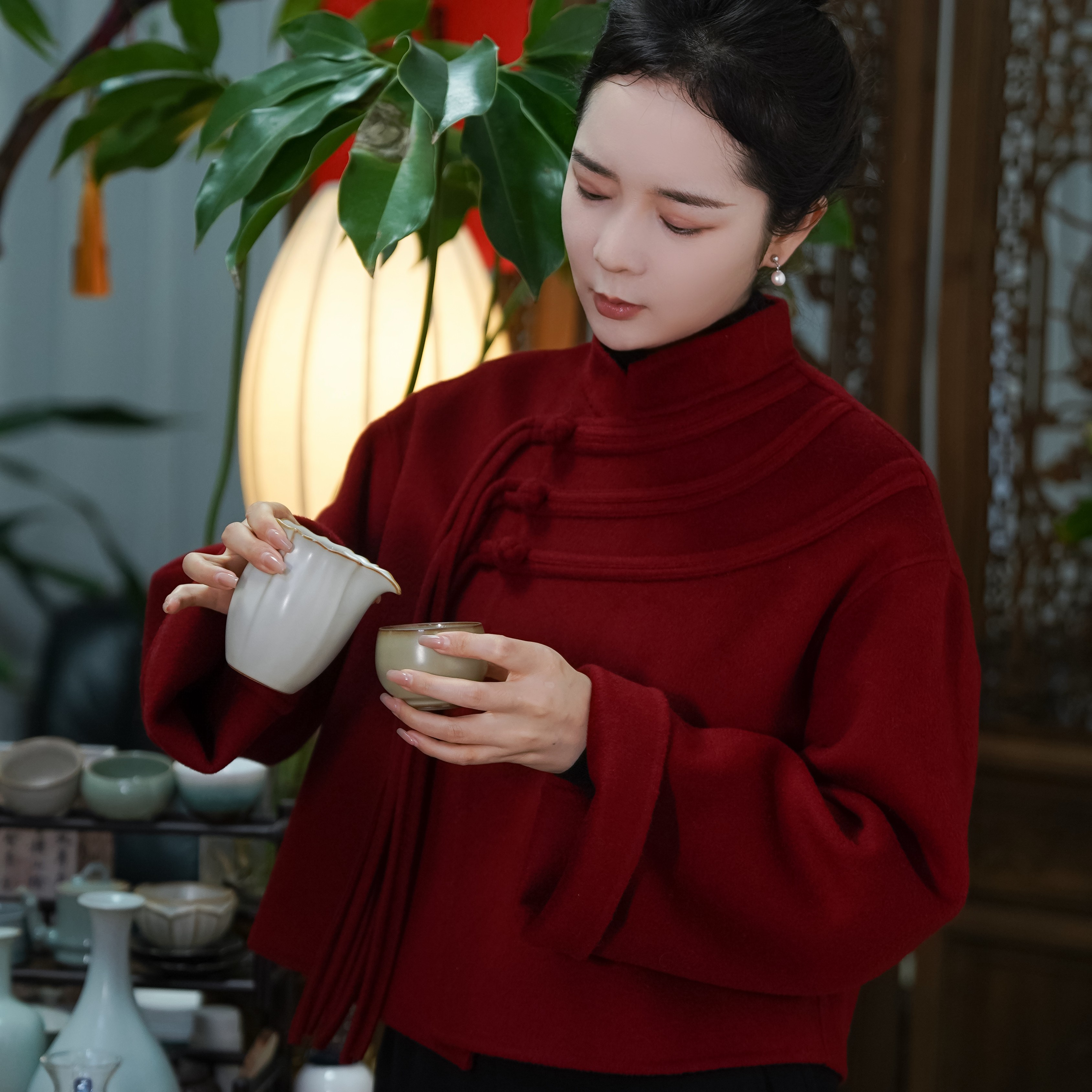 【木木琳专属】香外设计师新中式盘扣短款呢大衣 58076