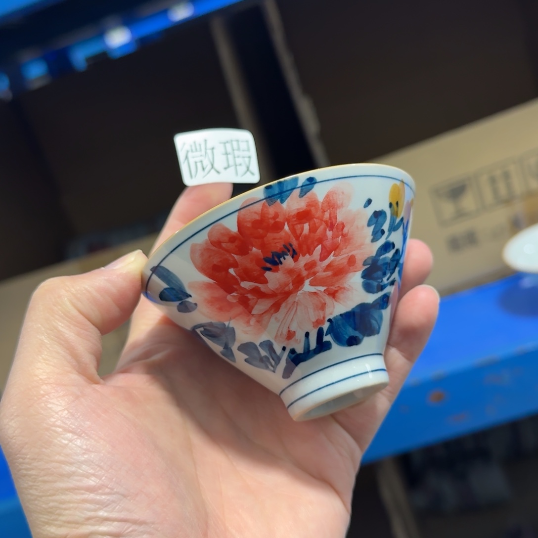 釉下手绘茶具微瑕