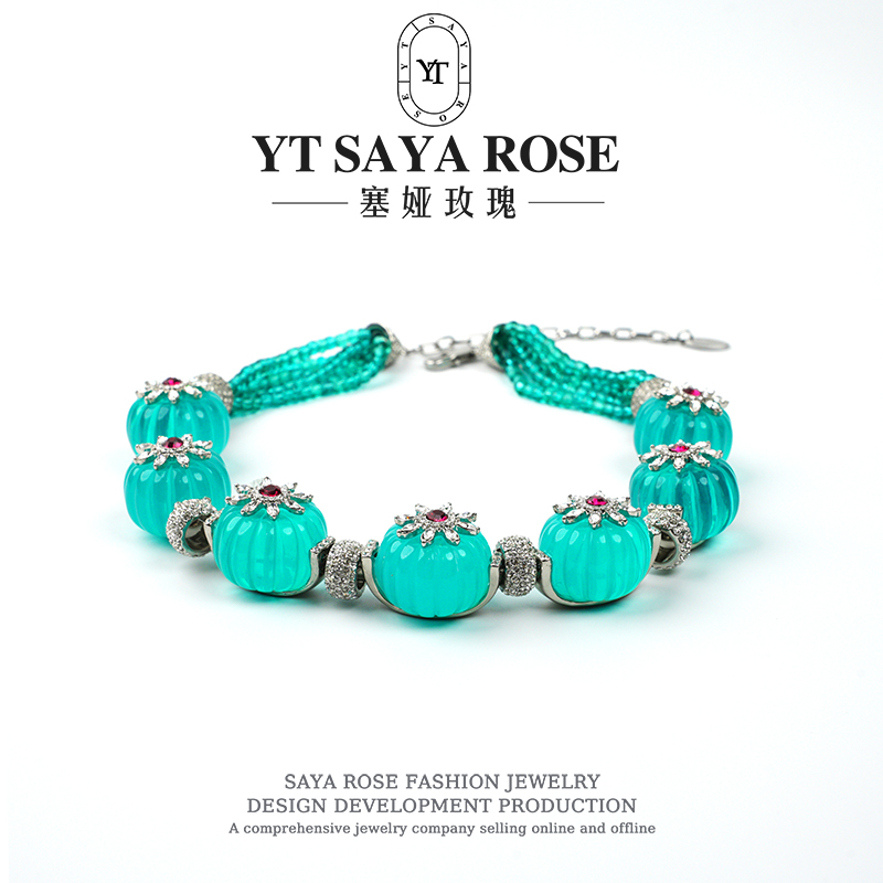 锌合金琉璃项链 女士时尚南瓜项链气质手工编织欧美轻奢602394