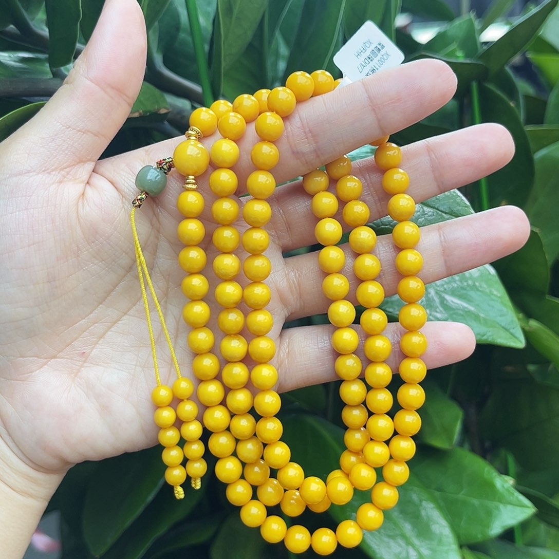 琥珀未镶嵌手链7m108鸡油黄