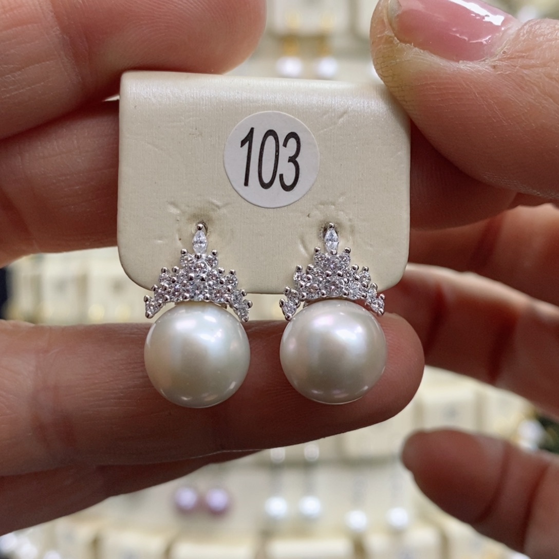 淡水珍珠耳饰银S925镶嵌
