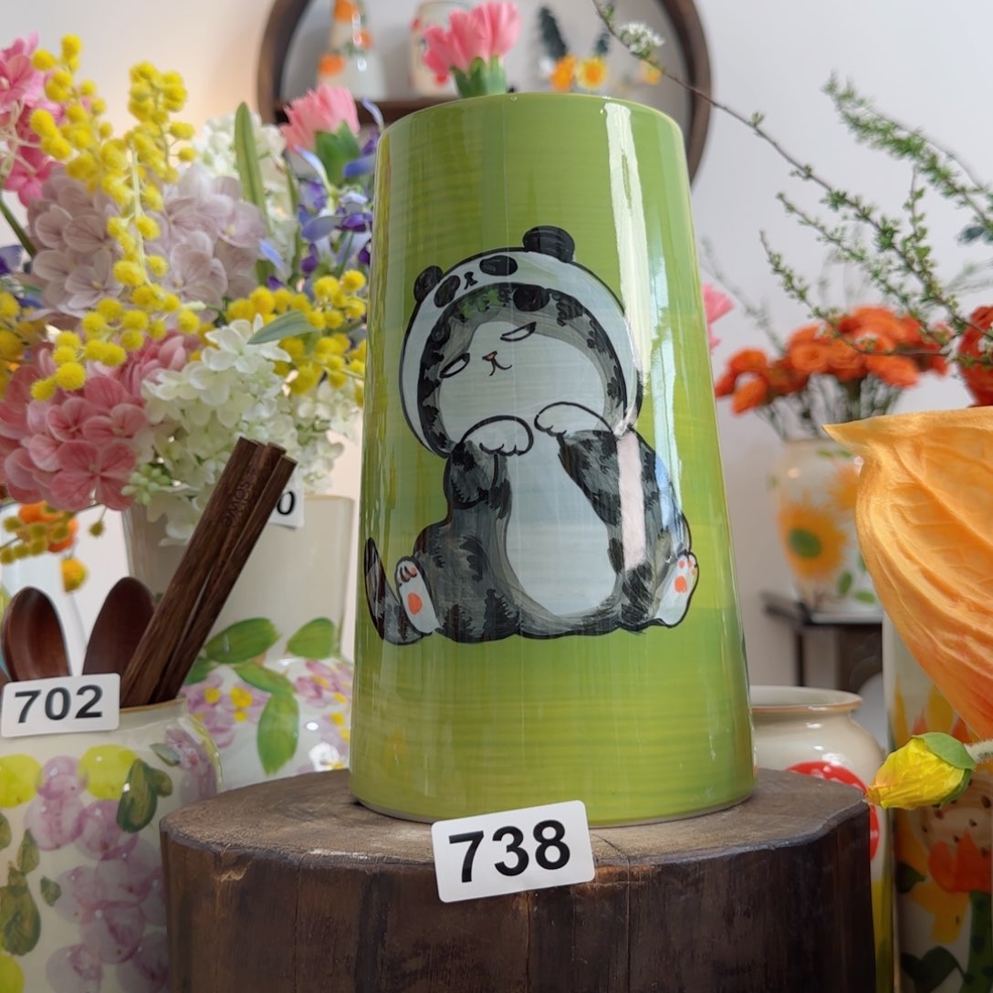 摆件景德镇陶瓷手绘小花瓶摆件无孔