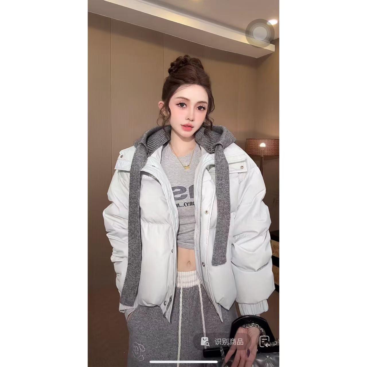 DACPAN-“比伯”加厚可脱卸针织帽羽绒外套 025/盼·PP 086968