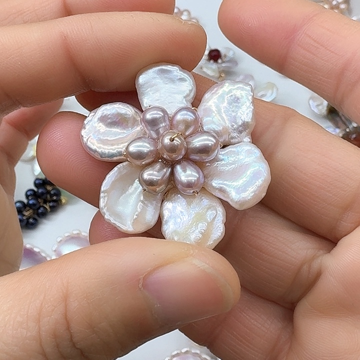 淡水珍珠胸饰银S925镶嵌