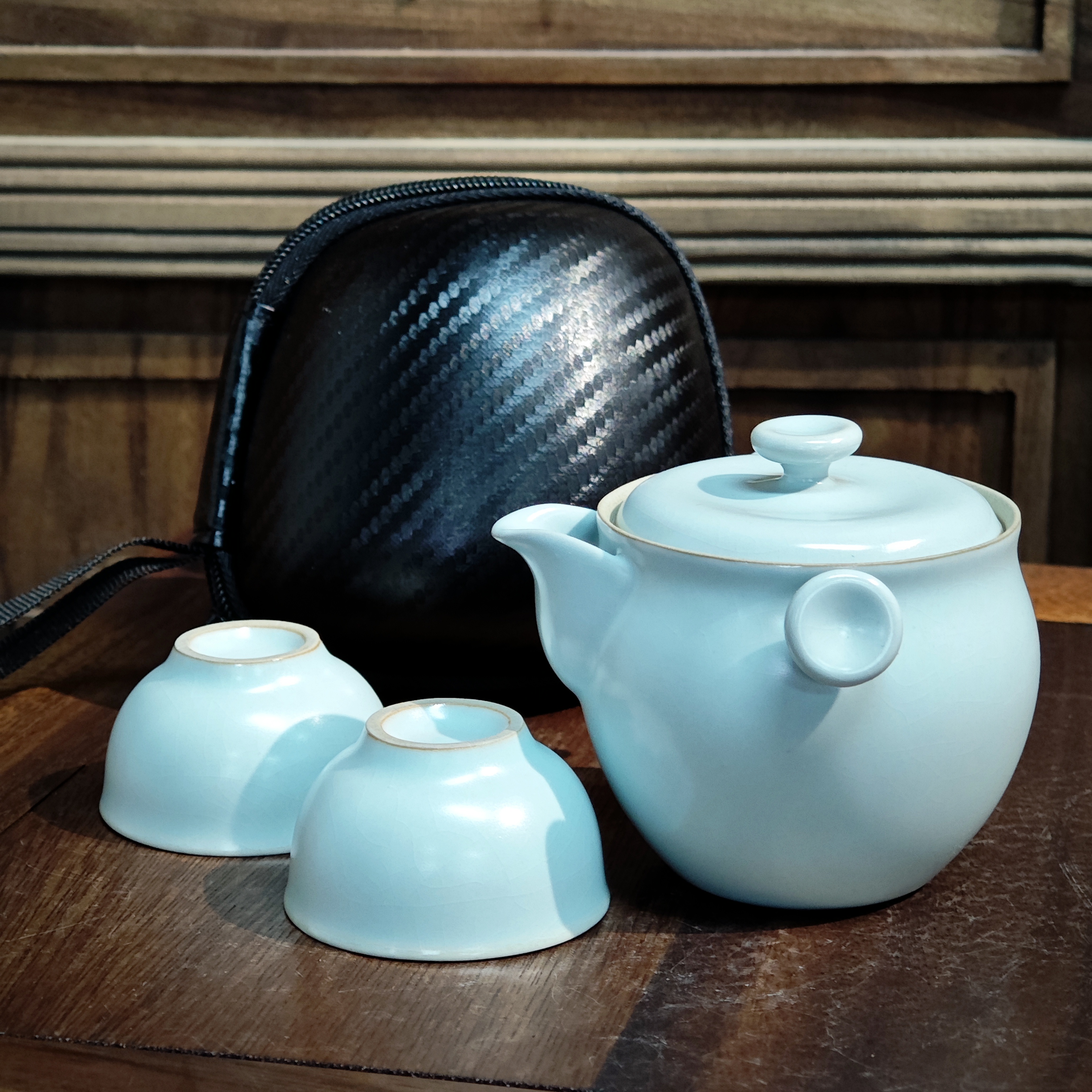 【闪购链接】A-0250 小胖手捏壶+两杯-天青是