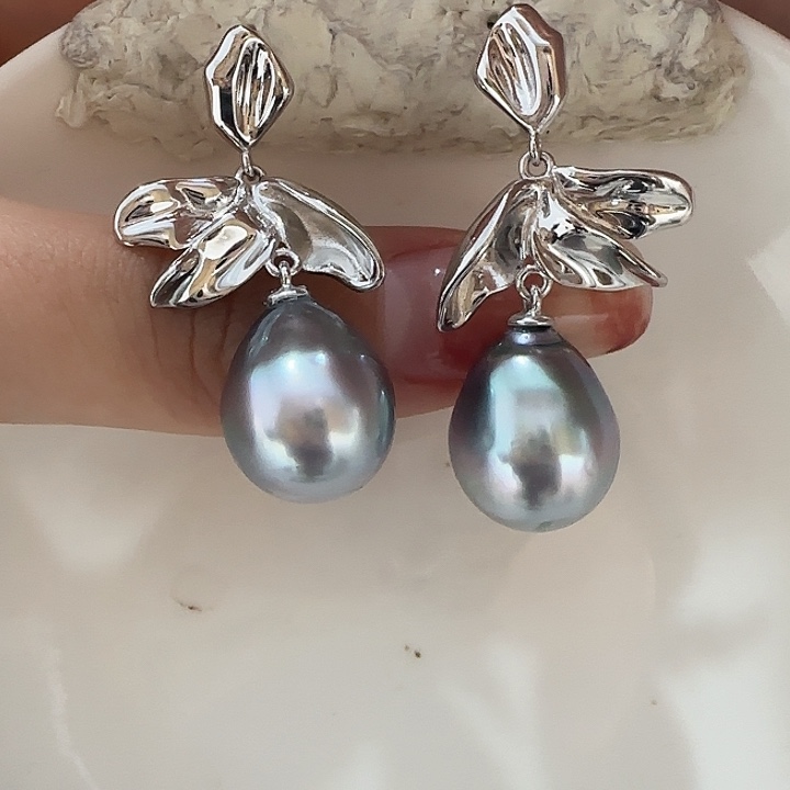 海水珍珠耳饰银S925镶嵌
