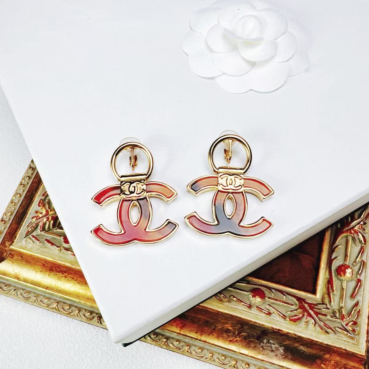 95新 Chanel/香奈儿 柚礼/香奈儿达喀尔双C焦糖耳钉nc512013