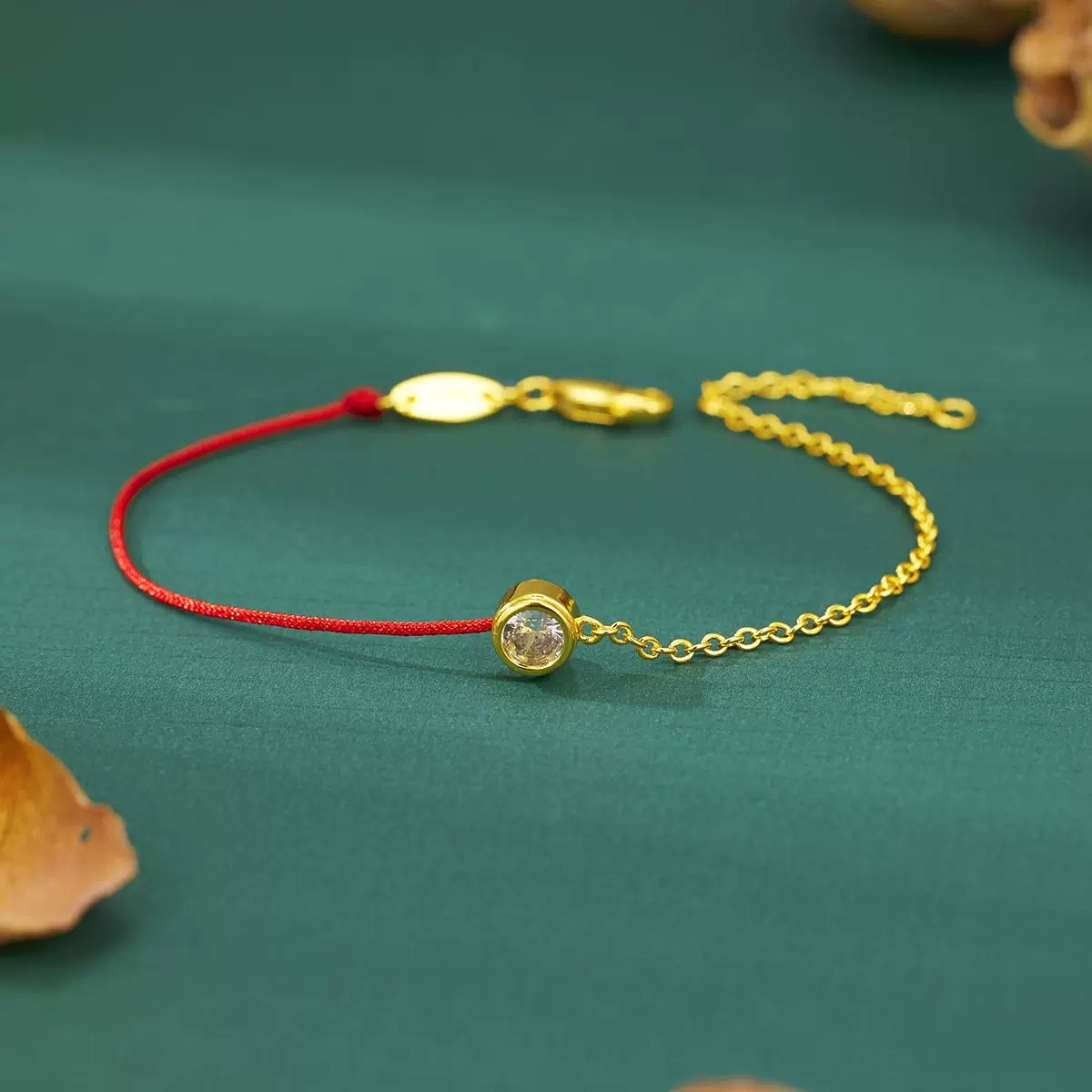 布艺手链 带细节红色编绳手链354