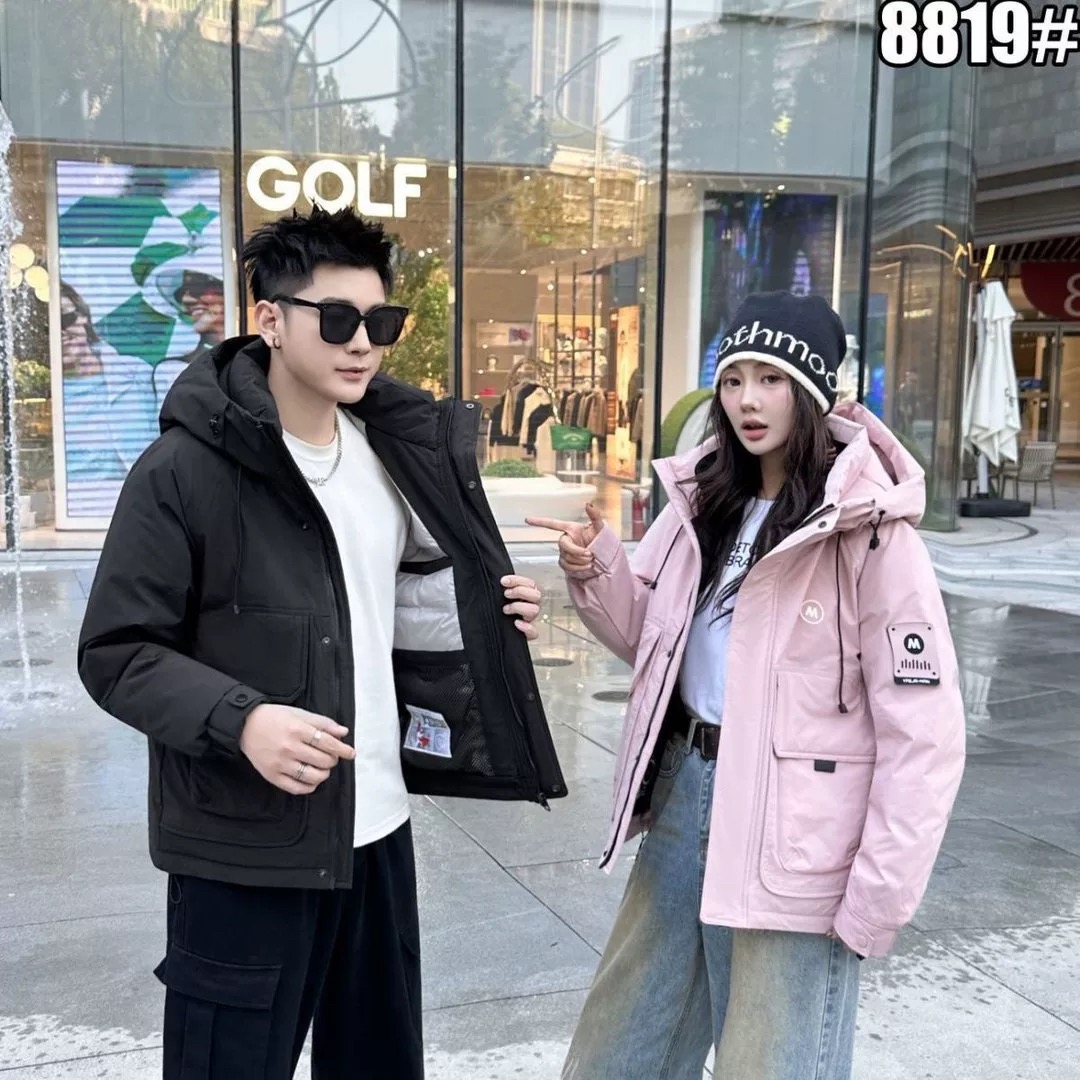 常规款连帽工装风冬季短款短外套收口袖长袖男女同款羽绒服M字母