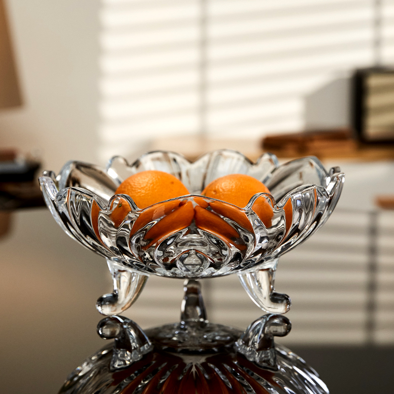 水晶玻璃水果盘客厅家用盘子新款干果盘茶几零食糖果盘收纳盘