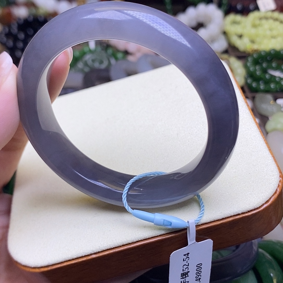 和田玉未镶嵌颈饰浓烟紫冰底葡萄紫手镯53.3