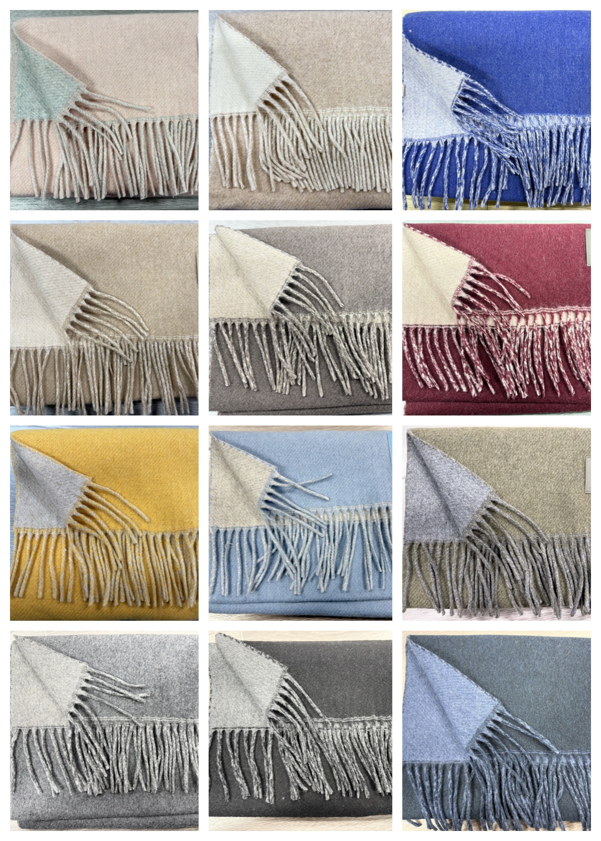 25年新款双面色窄版男女同款羊毛混纺围巾