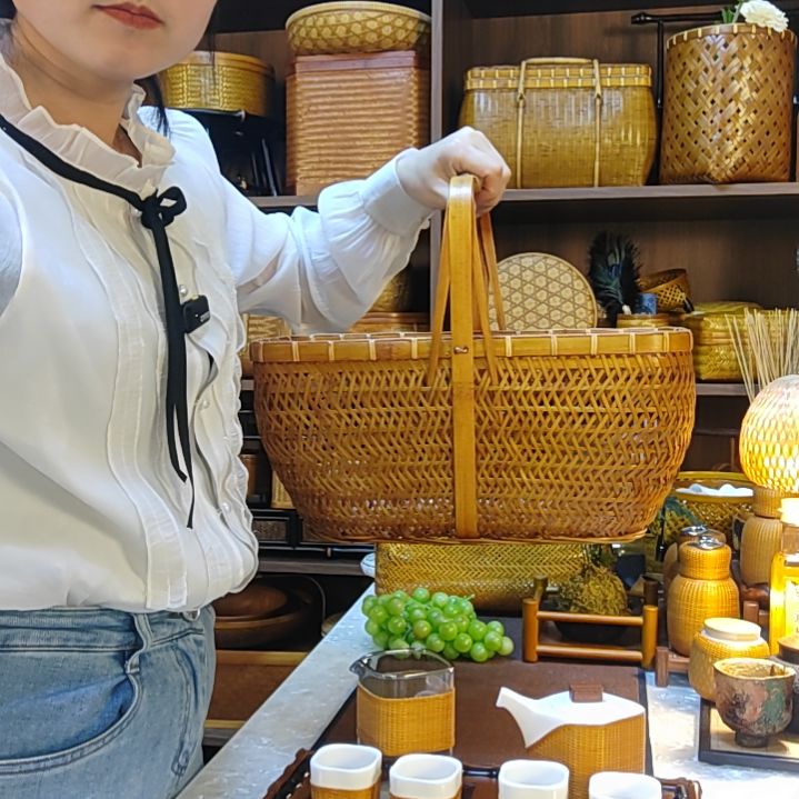 ?****乚青稞提篮精编款篾编