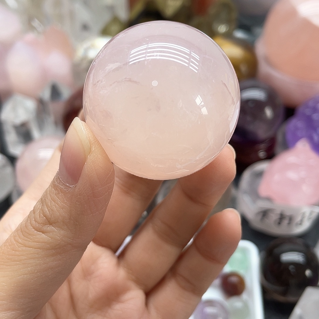 珠宝半成品水晶未镶嵌58粉晶球卡3.8mm
