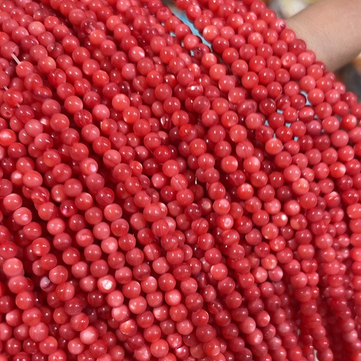 玛瑙/玉髓合金珠宝半成品3条3mm血贝圆珠