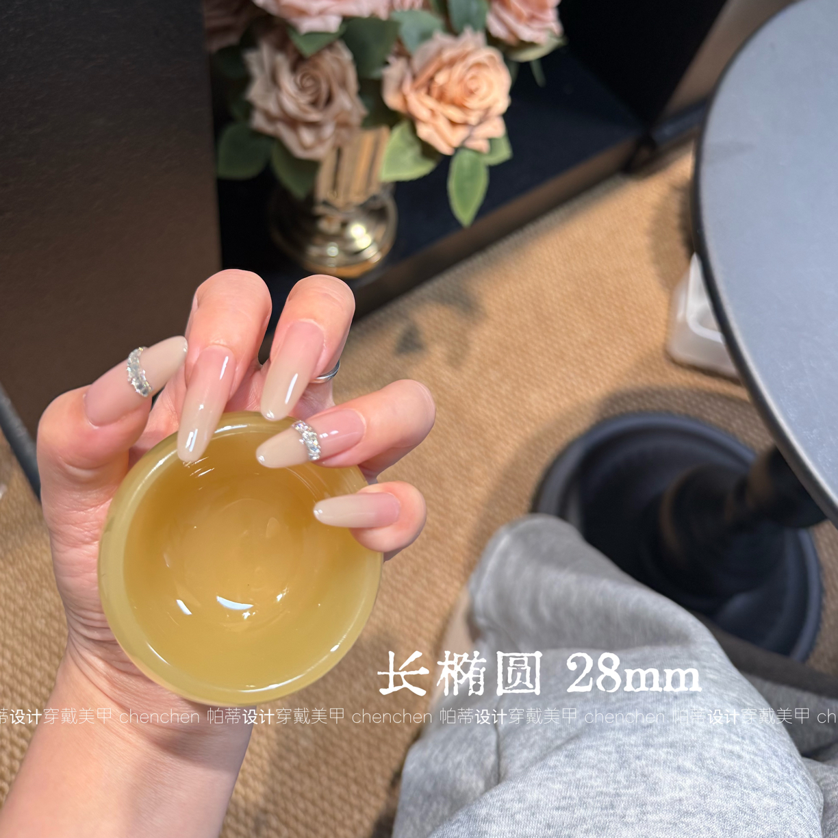 【嬛嬛，朕来了】嬛嬛美甲高碳珠宝锆石气质温柔显白光疗穿戴甲10片