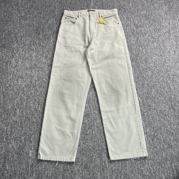 99新 Balenciaga/巴黎世家 5886/纯色做旧直筒牛仔裤/S码/98新