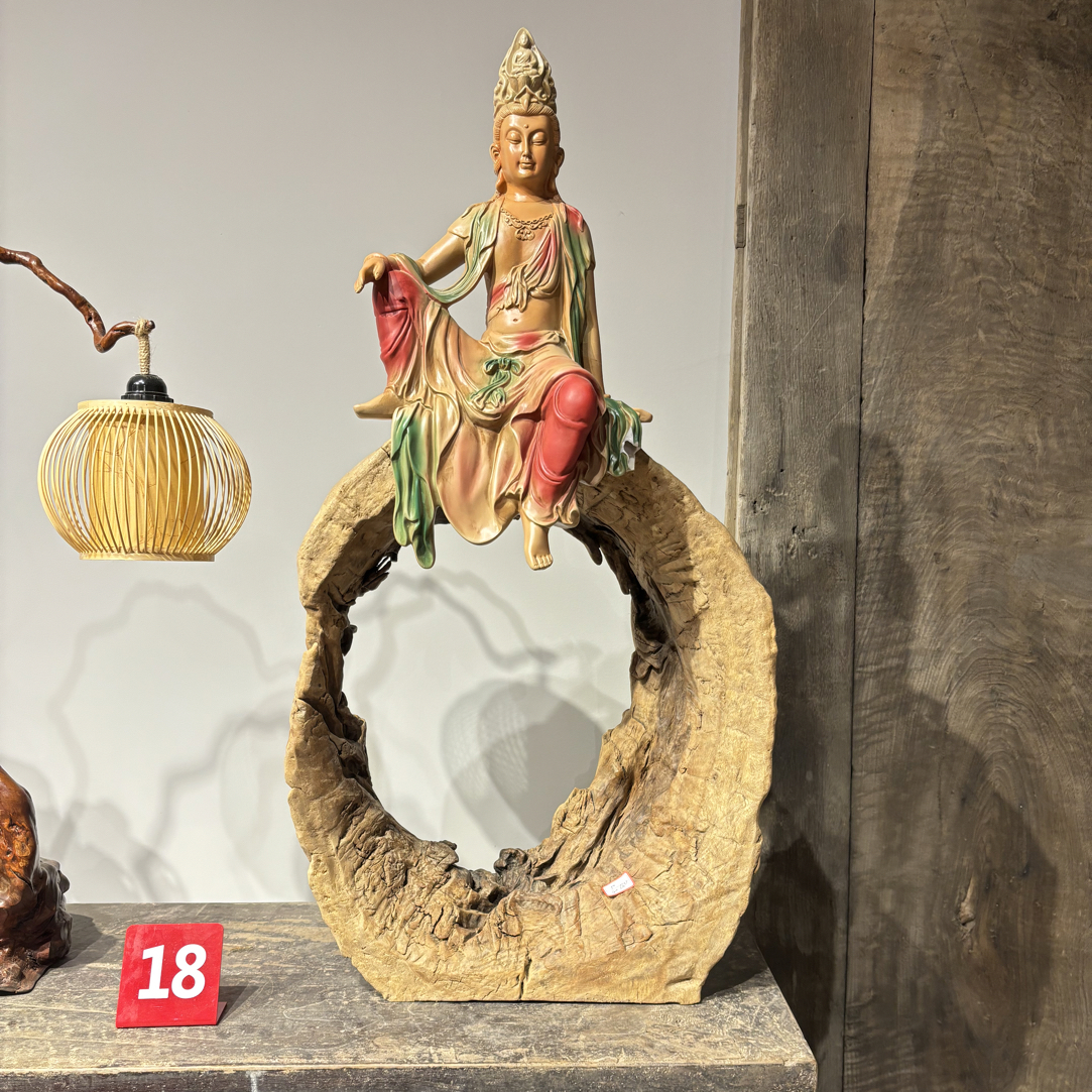 根雕根艺自然随形风化佛龛高50宽40