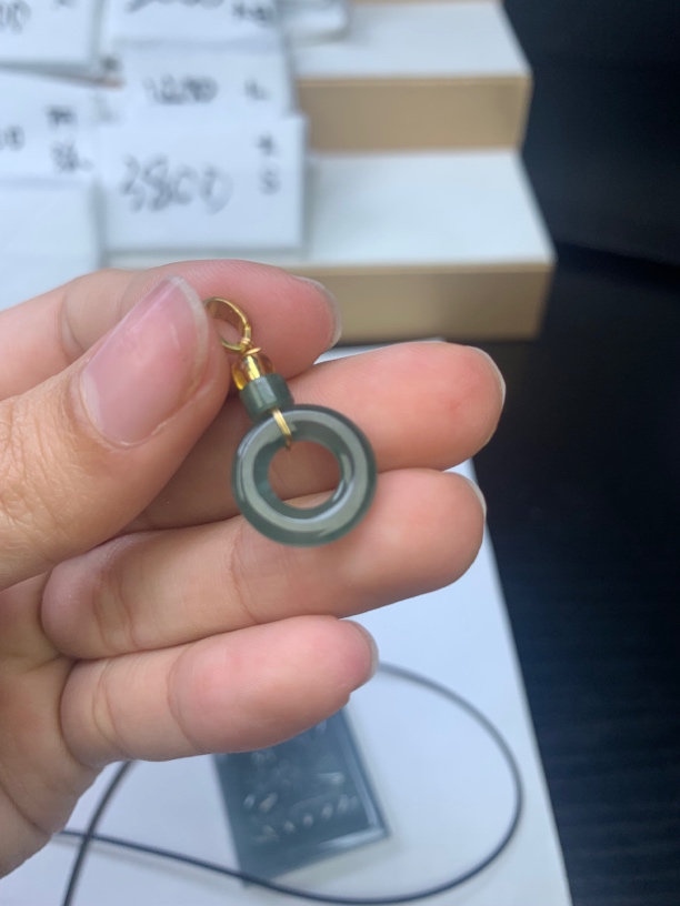 翡翠 甜甜圈 吊坠 