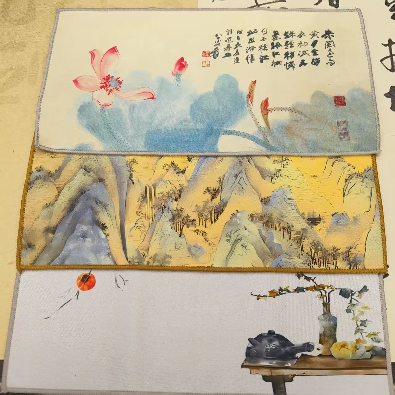 千里江山茶巾+景逸茶禅茶巾+水韵荷花茶巾wq2615