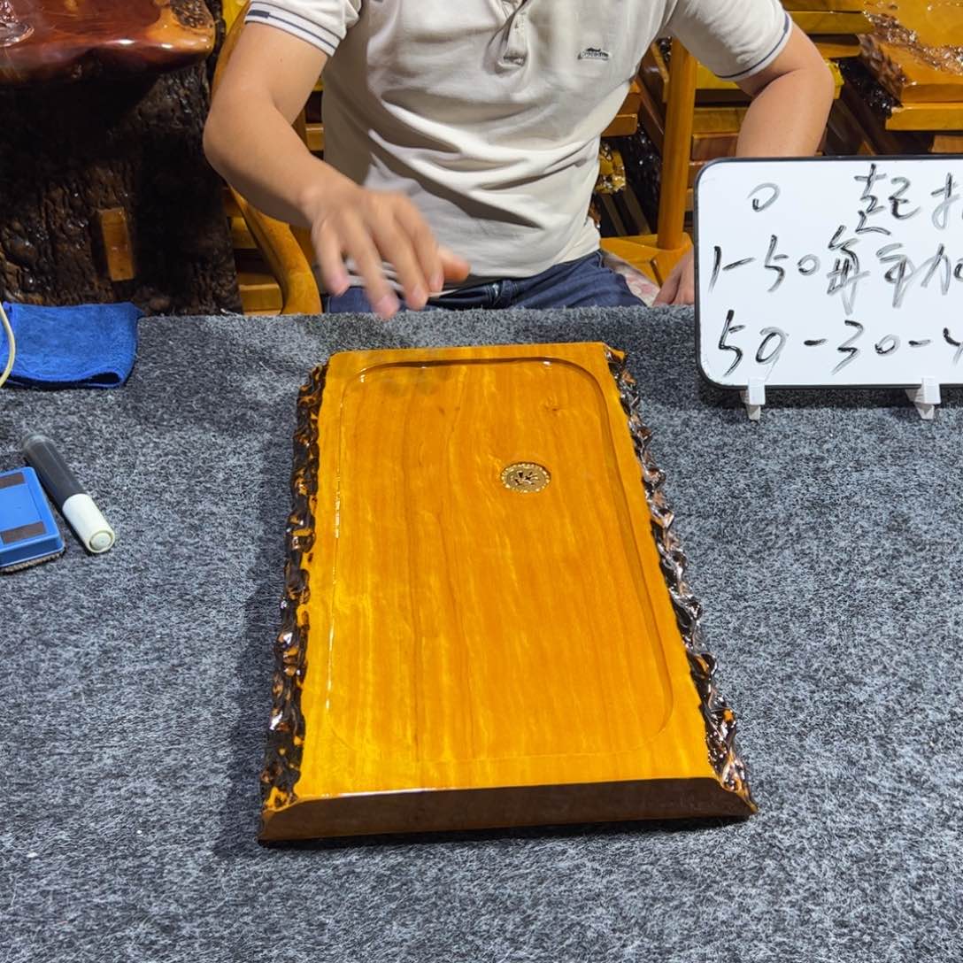 缅甸大叶金丝楠实木茶盘实木