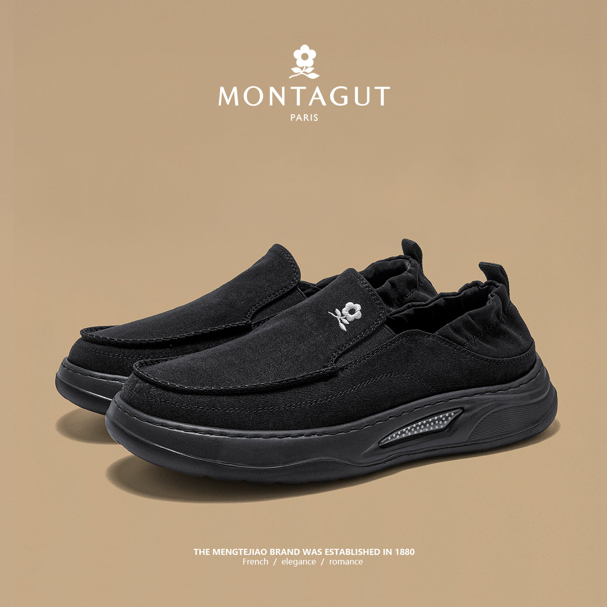 Montagut/梦特娇男鞋2025秋季新款老北京布鞋休闲百搭一脚蹬鞋子