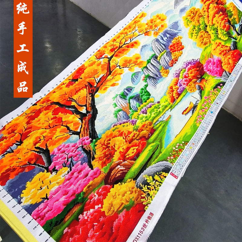 世外桃源十字绣成品不带框纯手工已绣好的2023新款客厅家园山水画