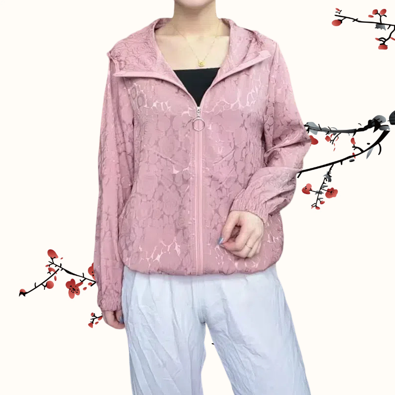 【粉萝】薄款常规款时尚中老年女装长袖棒球服女装短外套透气