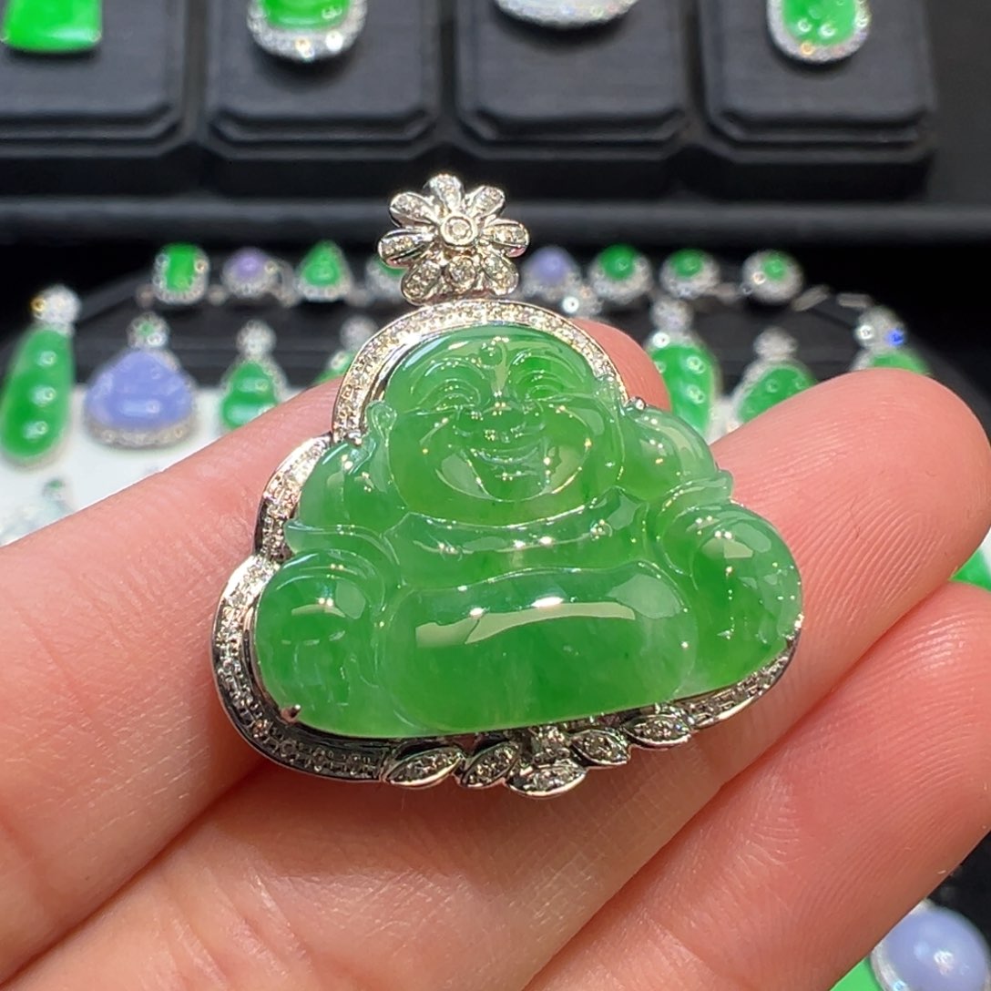 翡翠吊坠(不含链)18K金镶嵌收到货48小时鉴赏期