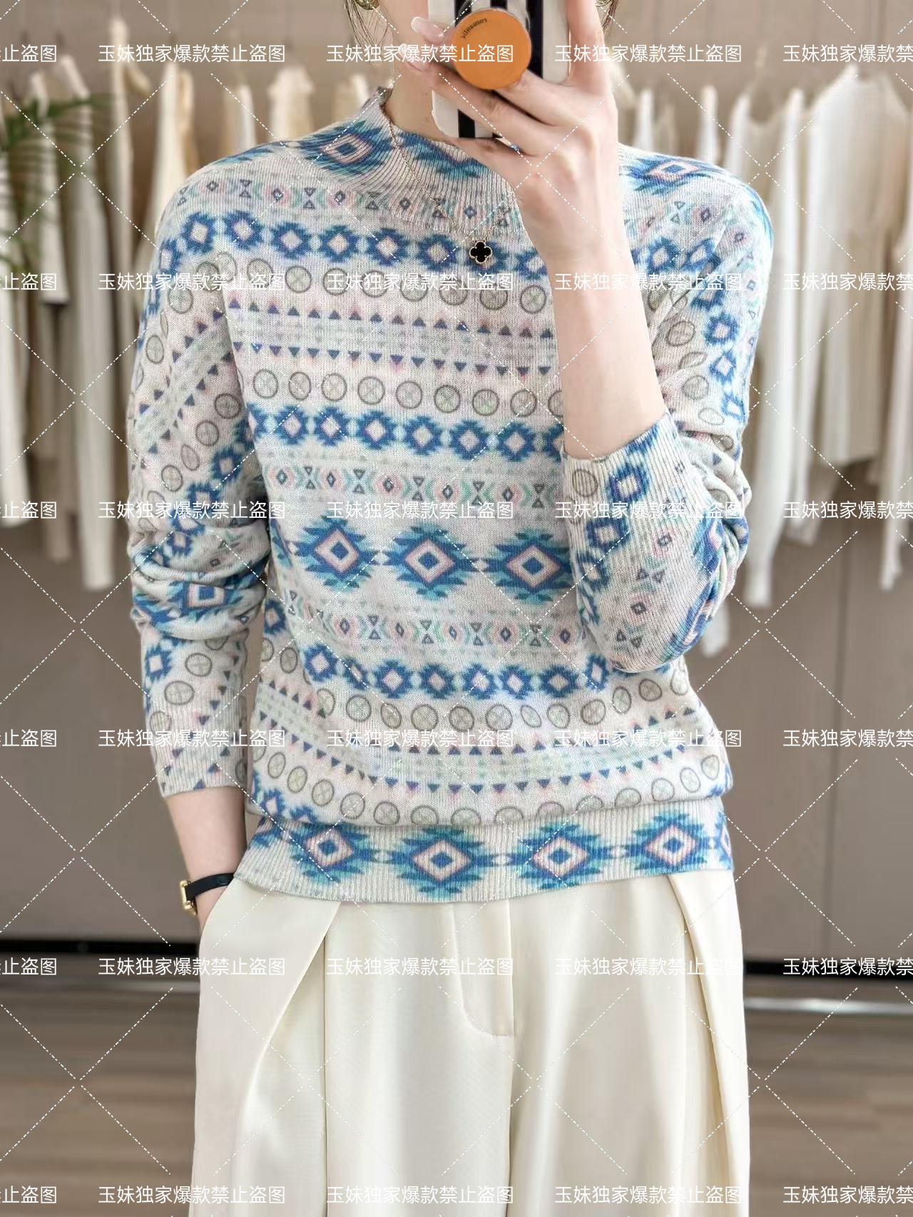 【虎玉妹海宁濮院】女士羊绒衫女一线吊染工艺休闲长袖