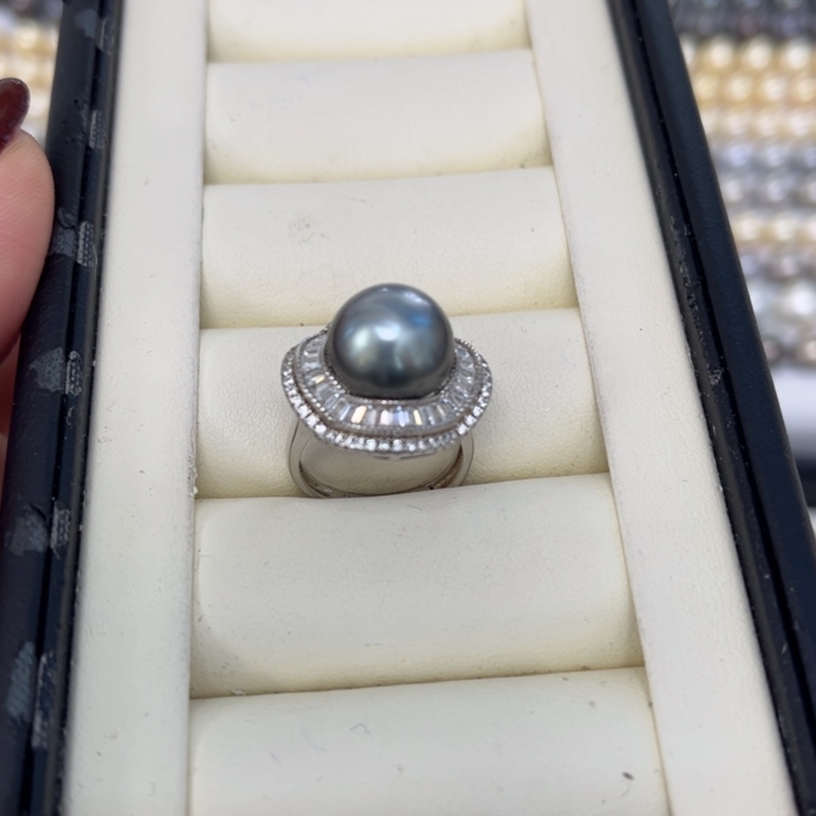 【闪购商品】海水珍珠戒圈银S925镶嵌11.9mm