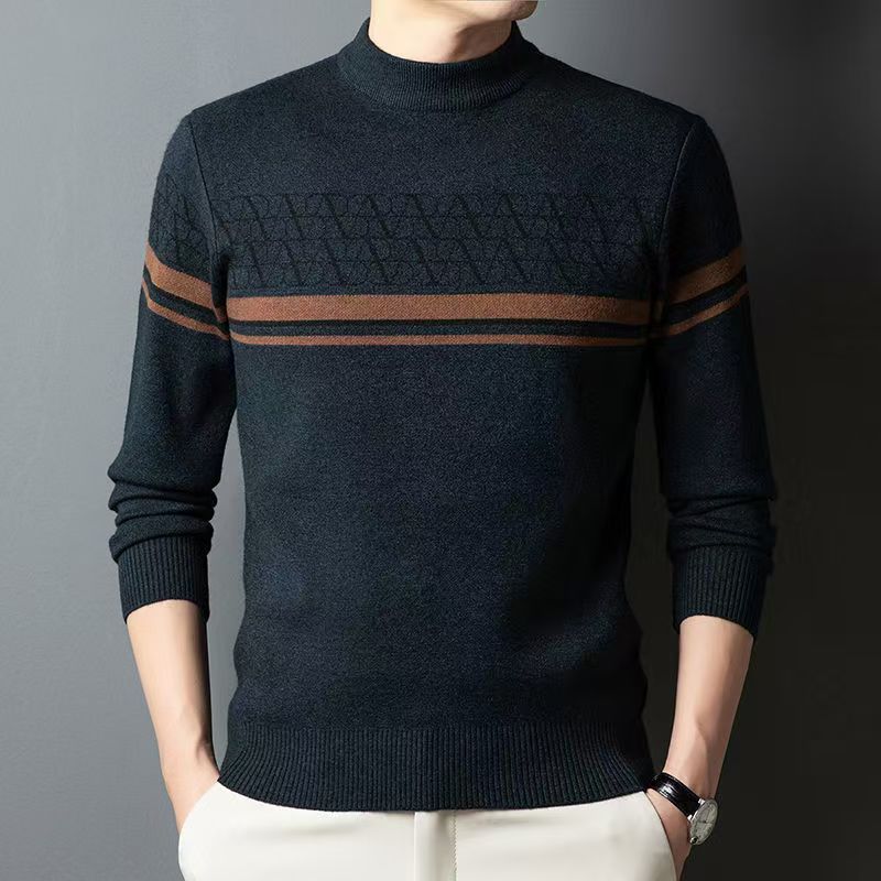 201-250男士针织衫上衣时尚百搭加绒半高领加厚保暖秋冬羊毛衫
