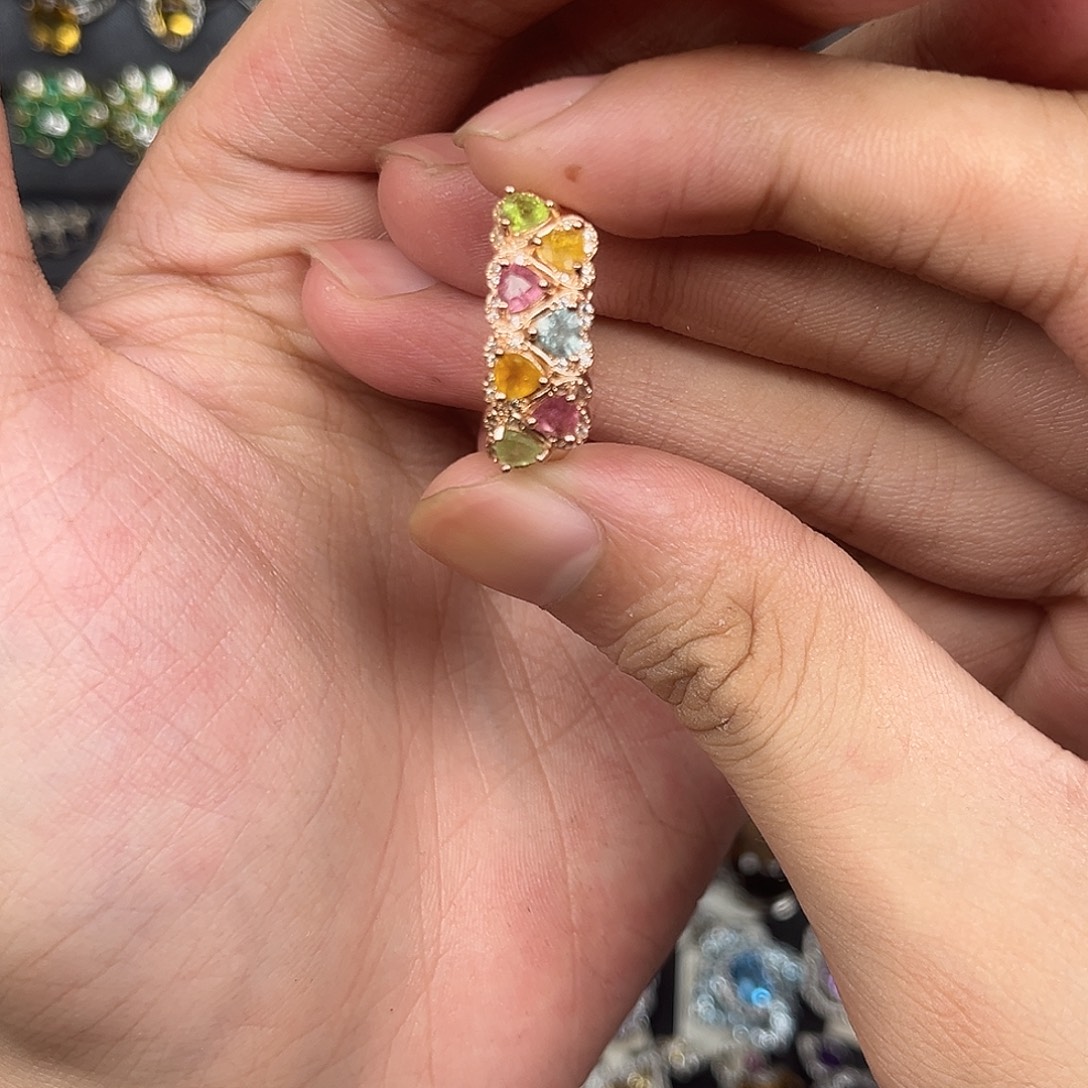 戒指碧玺银S925镶嵌