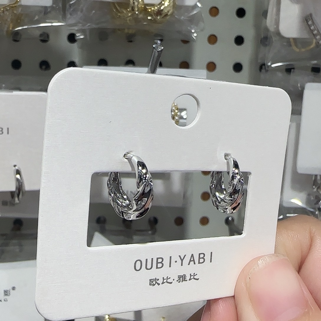 锆石纯铜合金银色耳扣