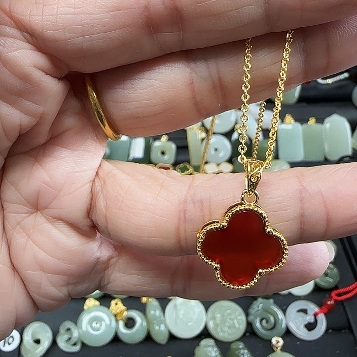 玛瑙/玉髓吊坠(赠链)银S925镶嵌送链子送皮绳