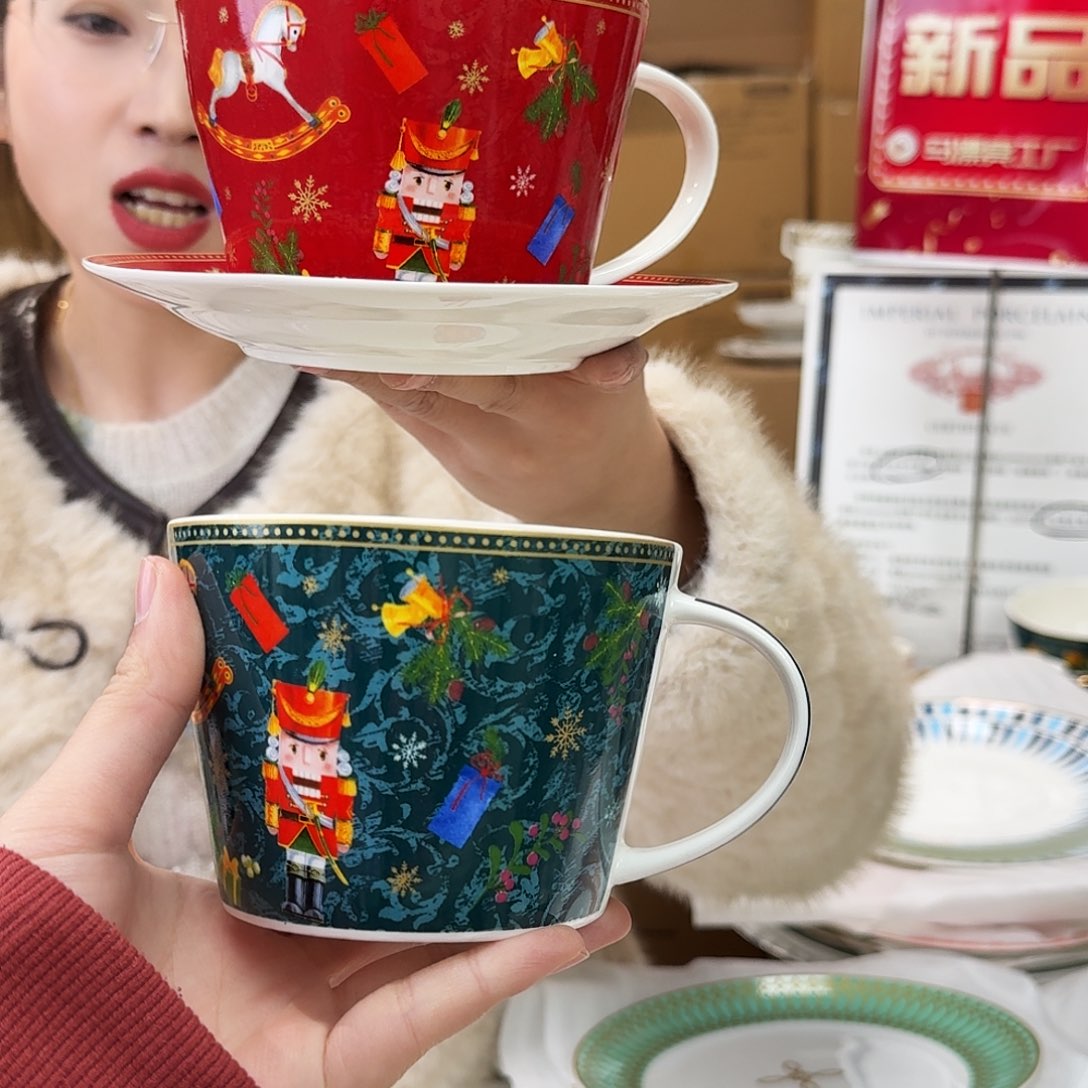 骨瓷马克杯560ml2只外贸尾单